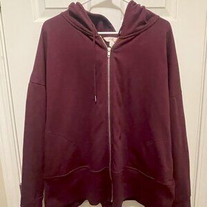 Terra & Sky Women's Fleece Zip Up Hoodie Purple Rustic Sweatshirt, Size 1X